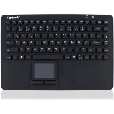 KeySonic KSK-5230 IN Industrie Tastatur mit Touchpad, schwarz, wasserdicht IP68 USB - Deutsch - Schwarz