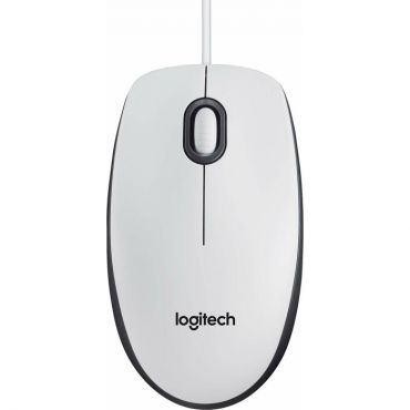 Logitech M100 - Maus - optisch - 3 Tasten - kabelgebunden - USB - weiß