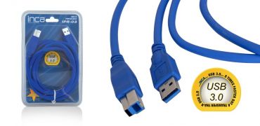 INCA USB3.0 Verbindungskabel 1,5m st.A <> st.B , Schwarz