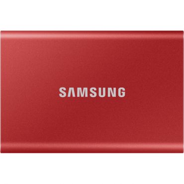 Samsung T7 MU-PC500R - 500 GB SSD - extern (tragbar) - USB 3.2 Gen 2 (USB-C Steckverbinder) - 256-Bit-AES - metallisch rot