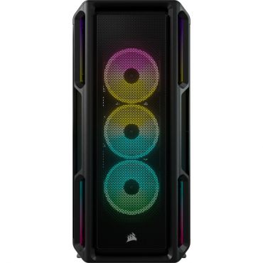 Corsair iCUE 5000T RGB - MDT - Erweitertes ATX - Seitenteil mit Fenster (gehärtetes Glas) keine Spannungsversorgung (ATX) - Schwarz - USB/Audio