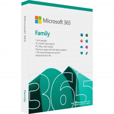 Microsoft 365 Family - Box-Pack (1 Jahr) - bis zu 6 Personen - ohne Medien - P8 - Win - Mac - Android - iOS - Englisch - Eurozone