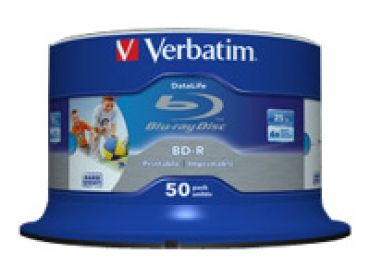 Verbatim DataLife - 50 x BD-R - 25 GB 6x - mit Tintenstrahldrucker bedruckbare Oberfläche - Spindel