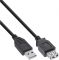 InLine USB 2.0 Verlängerung, Stecker / Buchse, Typ A, beige/schwarz, 1m