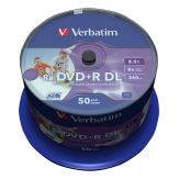 Verbatim | 50 x DVD+R DL | 8.5 GB 8x | mit Tintenstrahldrucker bedruckbare Oberfläche | Spindel | Speichermedium