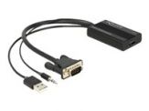 DeLOCK VGA to HDMI Adapter with Audio - Video- / Audio-Adapter - HDMI / VGA - DB-15, Mini-Phone 3,5 mm, 4-poliger USB-Anschluss Typ A (nur Strom) (M)
