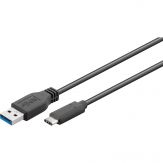 USB3.1 Verbindungskabel st.A 3.0 <> st.3.1 Typ C, 0,5 m, schwarz