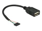 Delock Interner und externer USB-Adapter USB (W) bis 5-poliger USB 2.0-Header (W) - 15 cm - Schwarz