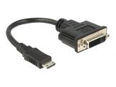 Delock HDMI- Mini-C-DVI Adapter-Kabel - HDMI Mini-C Stecker auf DVI Buchse (funktioniert in beide Richtungen) - 20 cm - Schwarz