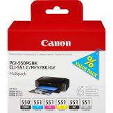 Canon PGI-550/CLI-551 PGBK/C/M/Y/BK/GY Multi Pack - 6er-Pack - Grau, Schwarz, Gelb, Cyan, Magenta - Original - Tintenpatrone