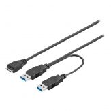 Goobay USB 3.0 Dual Power Kabel - 2x USB Typ A (m) <-> 1x USB micro (m) - 30 cm