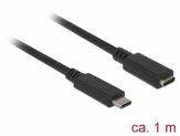 Delock USB-Verlängerungskabel - USB-C (M) bis USB-C (W) - USB 3.1 Gen 1 - 3 A - 1 m - Schwarz