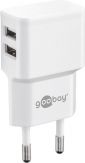 goobay - Ladegerät 2x USB - 240 V - weiß - Eurostecker - 2.4 A