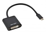 InLine USB Display Konverter, USB Typ-C Stecker zu DVI Buchse (DP Alt Mode), schwarz, 0.2m