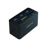 LogiLink USB 3.0 Hub with All-in-One Card Reader Hub - 3 x SuperSpeed USB 3.0 - Desktop