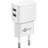Goobay Dual Apple Lightning charger set - Ladegerät/Netzteil - 12 Watt - 2.4 A - 2 Ausgabeanschlussstellen (USB) auf Kabel: Lightning - weiß