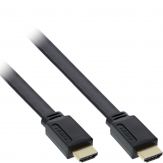 InLine HDMI Flachkabel, HDMI-High Speed mit Ethernet, verg. Kontakte, schwarz, 1m