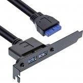 InLine Slot bracket - USB Typ A (W) - Slotblech mit zwei USB 3.0 Anschlüssen auf intern USB 3.0