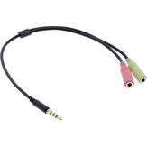 InLine Audio Headset Adapterkabel - 3,5mm Klinke Stecker an 2x 3,5mm Klinke Buchse - 0,25m