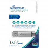 MEDIARANGE MR936 - USB-Flash-Laufwerk - 32 GB - USB-A / USB-C - Silber