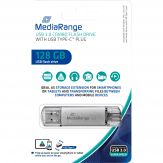 MEDIARANGE MR938 - USB-Flash-Laufwerk - 128 GB - USB-A / USB-C - Silber