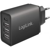 LogiLink - Ladegerät/Netzteil - 27 Watt - Fast Charge - 4 Ausgabeanschlussstellen (3 x USB Typ A, USB-C)
