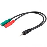 Audio-Video-Kabel 0,3 m f. Headsets 4-pol. 3,5 mm Stecker>2x3,5 mm Kuppl.