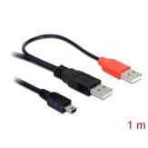DeLOCK - USB-Verlängerungskabel - USB (M) bis 5-poliger mini-USB (M) - 1 m - Schwarz
