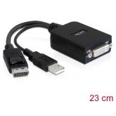 DeLock DisplayPort-Adapter - Dual Link - DVI-I (W) - DVI-I, 4-poliger USB-Anschluss Typ A (nur Strom) (M) - 23 cm - aktives Kabel (Signalregenerierung