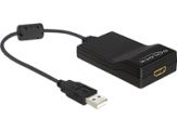DeLock USB 2.0 to HDMI with Audio Adapter - External video adapter - Hi-Speed USB - Adapterkabel, HDMI, USB 1.x; USB 2.0, 19-polig