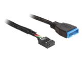 Delock Internes USB-Kabel - 9-poliger USB-Header (W) bis 19-poliger USB 3.0 Kopf (M) - 30 cm - Schwarz