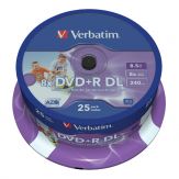 Verbatim - 25 x DVD+R DL - 8.5 GB 8x - breite bedruckbare Oberfläche - Spindel