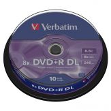 Verbatim - 10 x DVD+R DL - 8.5 GB 8x - mattes Silber - Spindel